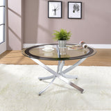 Brooke Round Glass Top Coffee Table Chrome Metal Base