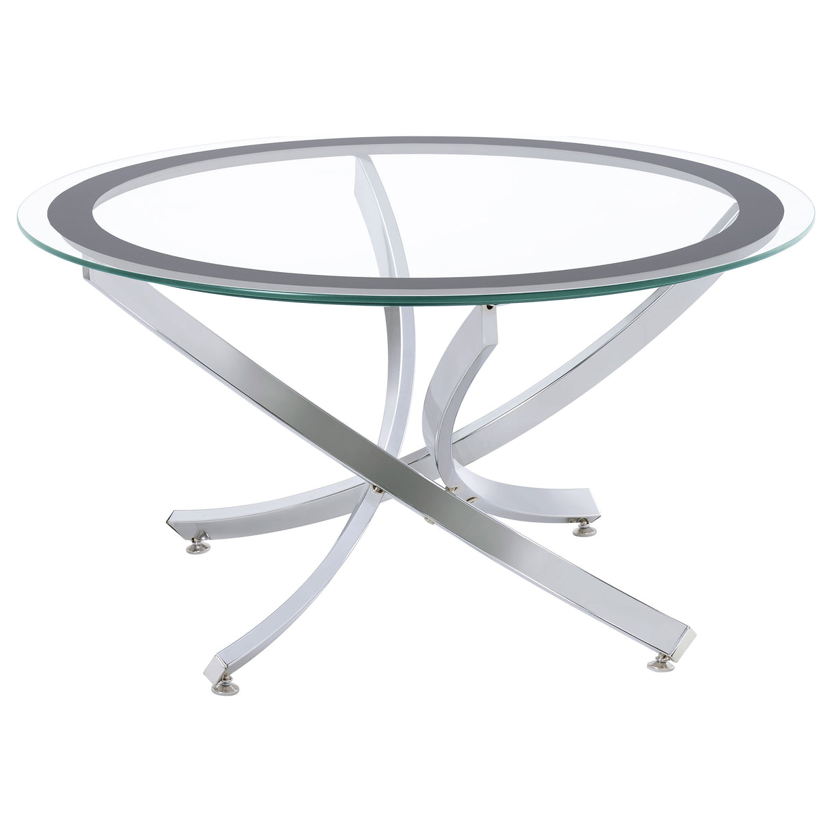 Brooke Round Glass Top Coffee Table Chrome Metal Base