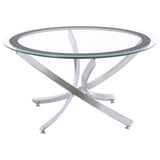 Brooke Round Glass Top Coffee Table Chrome Metal Base