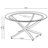 Brooke Round Glass Top Coffee Table Chrome Metal Base