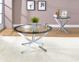Brooke Round Glass Top Coffee Table Chrome Metal Base