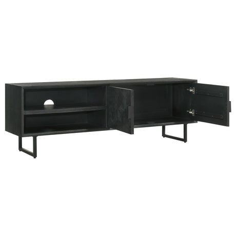 Marsden 2-Door Mango Wood 70-Inch TV Stand Charcoal Black