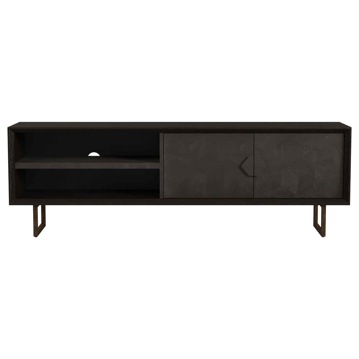 Marsden 2-Door Mango Wood 70-Inch TV Stand Charcoal Black