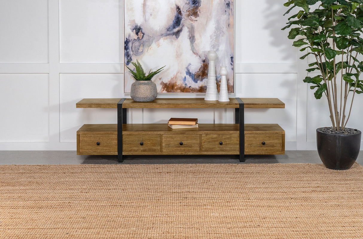 Otto 5-Drawer Mango Wood TV Stand - 70 Inch Brown