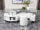 Buckley 3-Piece Coffee Table and Stools Set White High Gloss