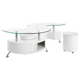 Buckley 3-Piece Coffee Table and Stools Set White High Gloss