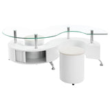 Buckley 3-Piece Coffee Table and Stools Set White High Gloss