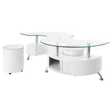 Buckley 3-Piece Coffee Table and Stools Set White High Gloss