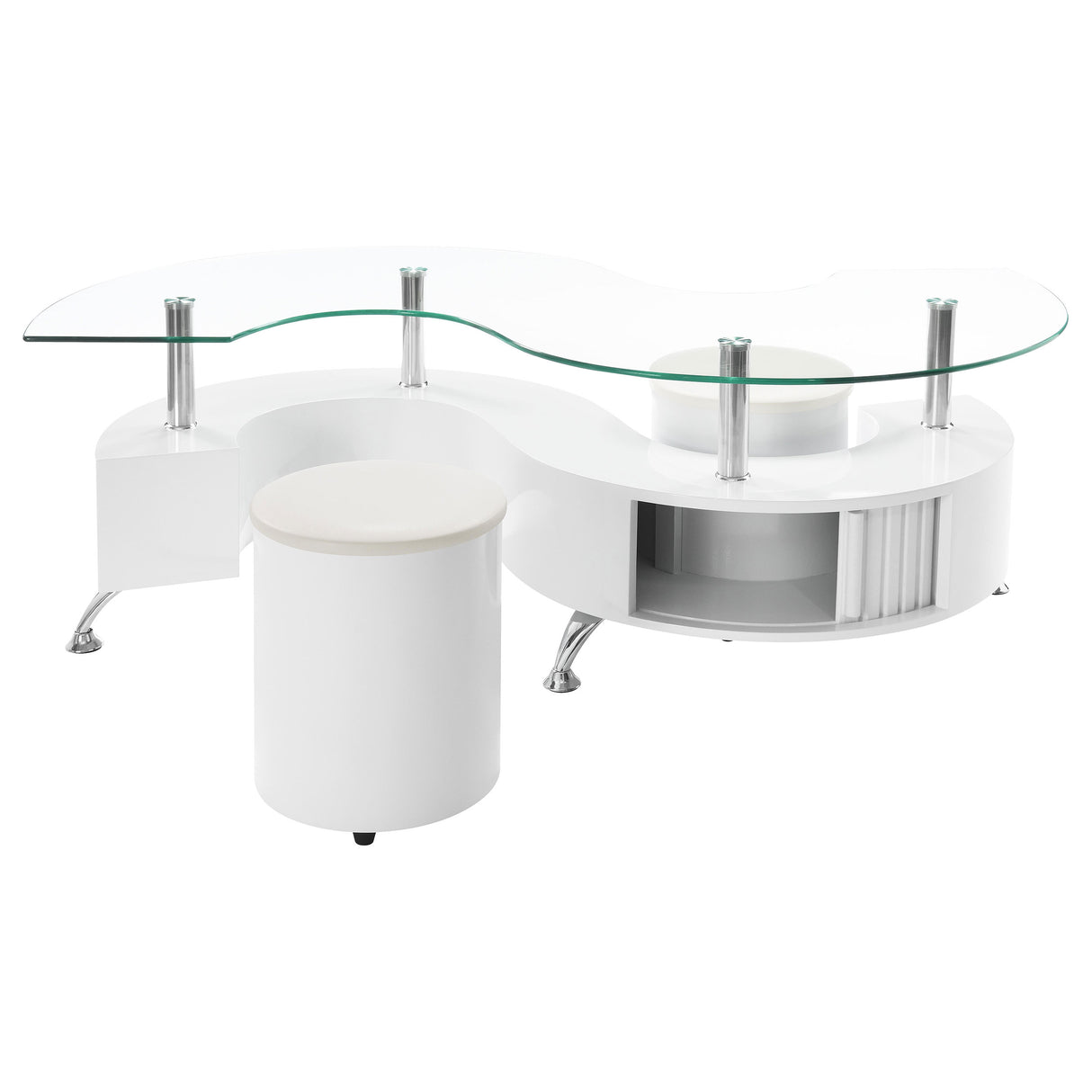 Buckley 3-Piece Coffee Table and Stools Set White High Gloss