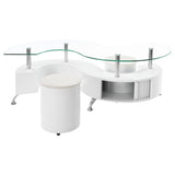 Buckley 3-Piece Coffee Table and Stools Set White High Gloss