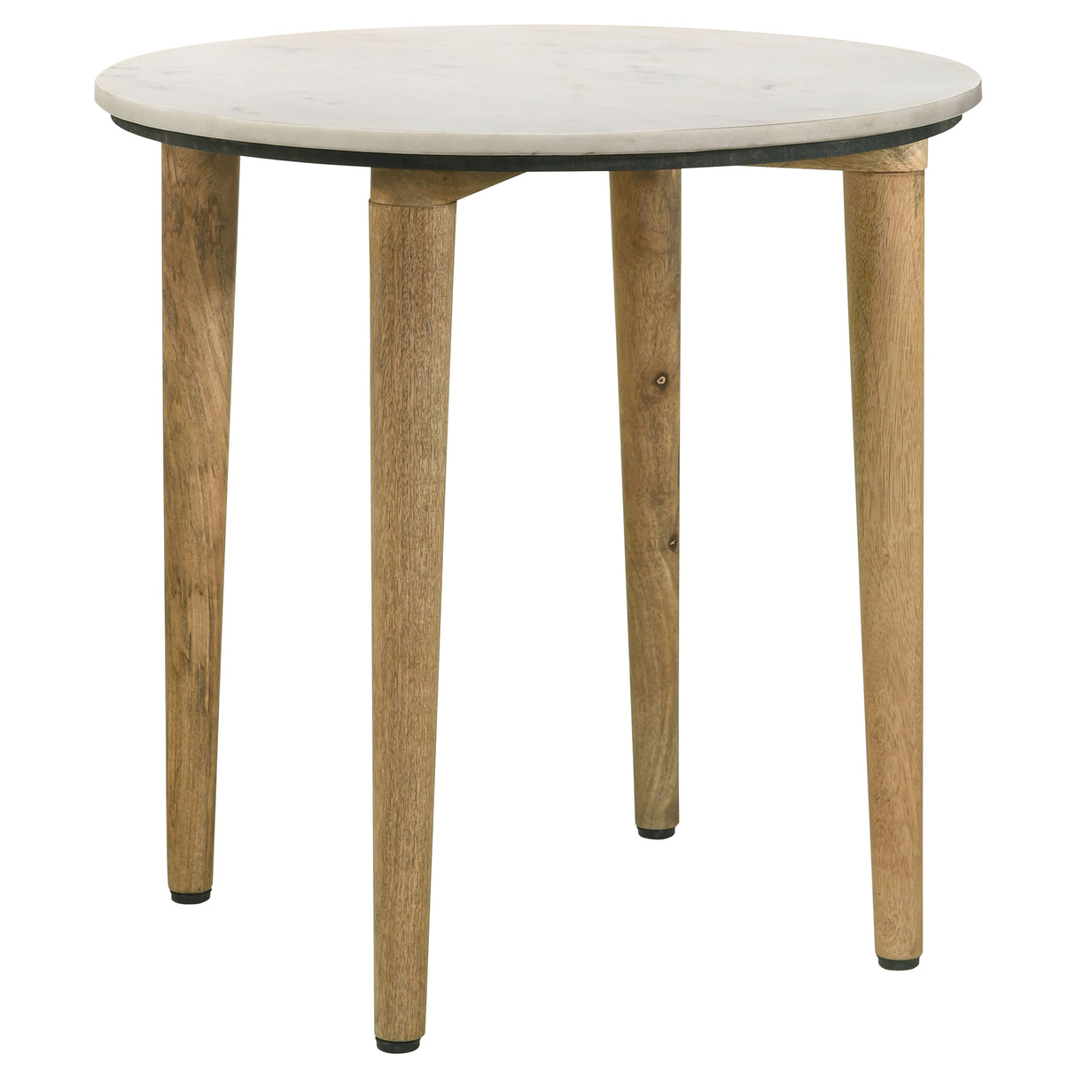 Aldis Round Marble Top Side Table - White and Natural