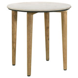 Aldis Round Marble Top Side Table - White and Natural