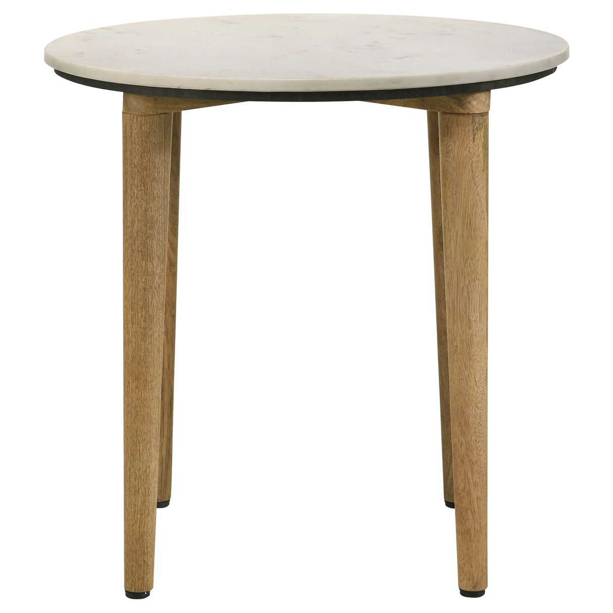 Aldis Round Marble Top Side Table - White and Natural