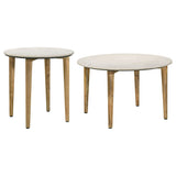 Aldis 2-Piece Coffee and End Table Set, White Marble