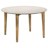 Aldis Round Marble Top Coffee Table, White and Natural