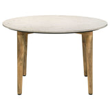 Aldis Round Marble Top Coffee Table, White and Natural