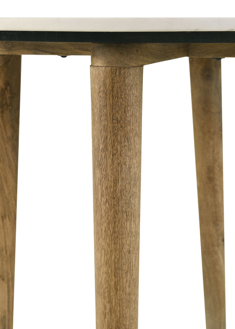 Aldis Round Marble Top Coffee Table, White and Natural