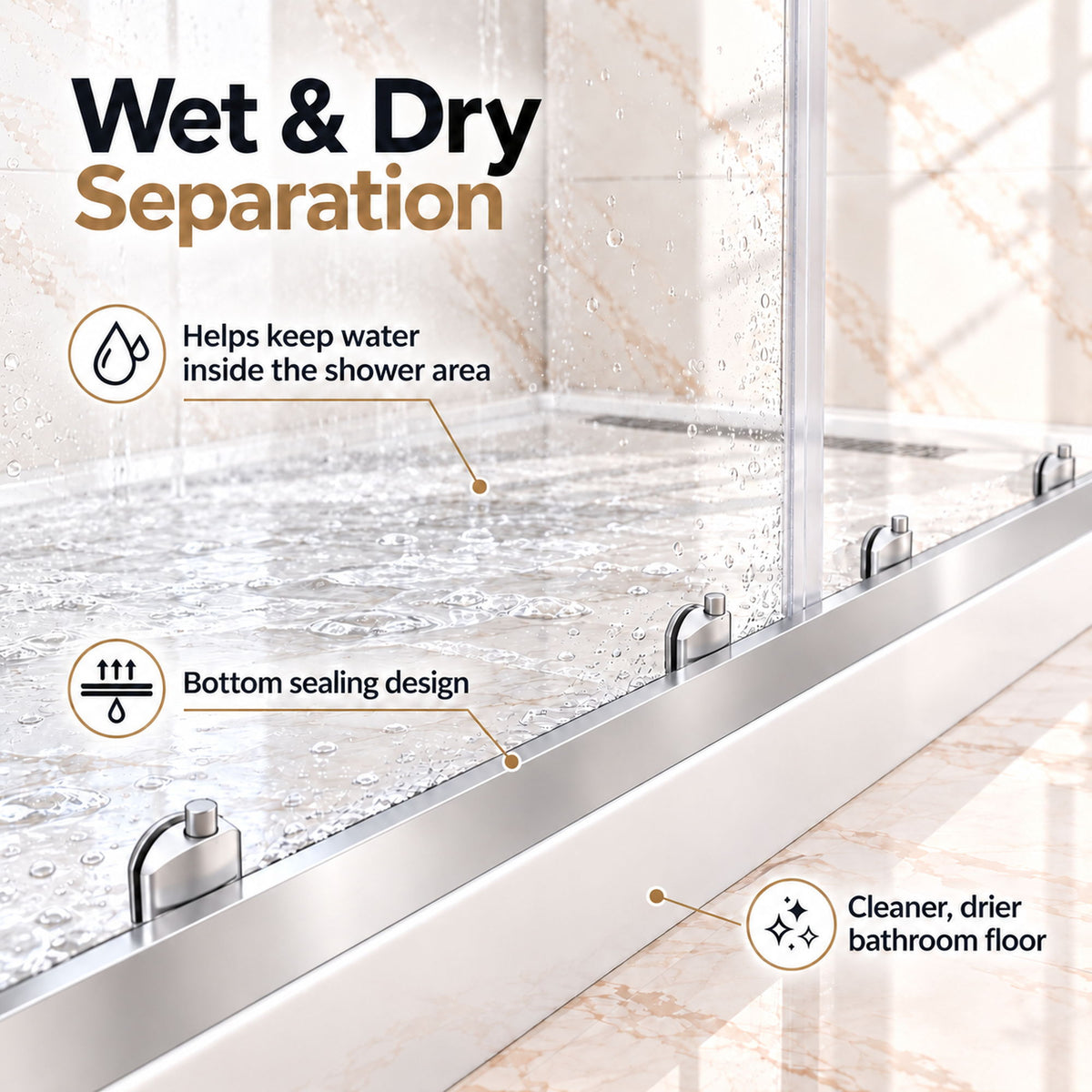 Framed Double Sliding Shower Door With Dual Handles