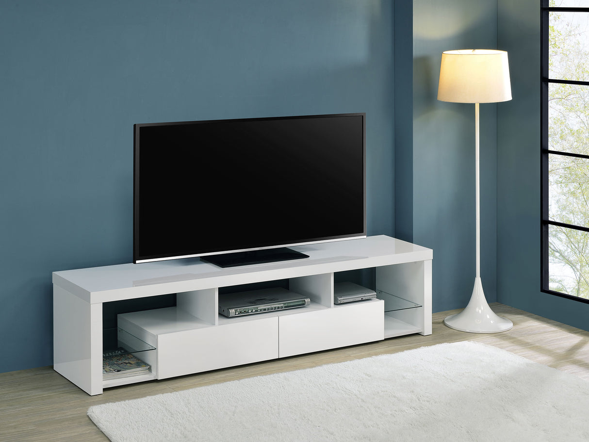 Jude 2-Drawer TV Stand, 71-Inch, High Gloss White
