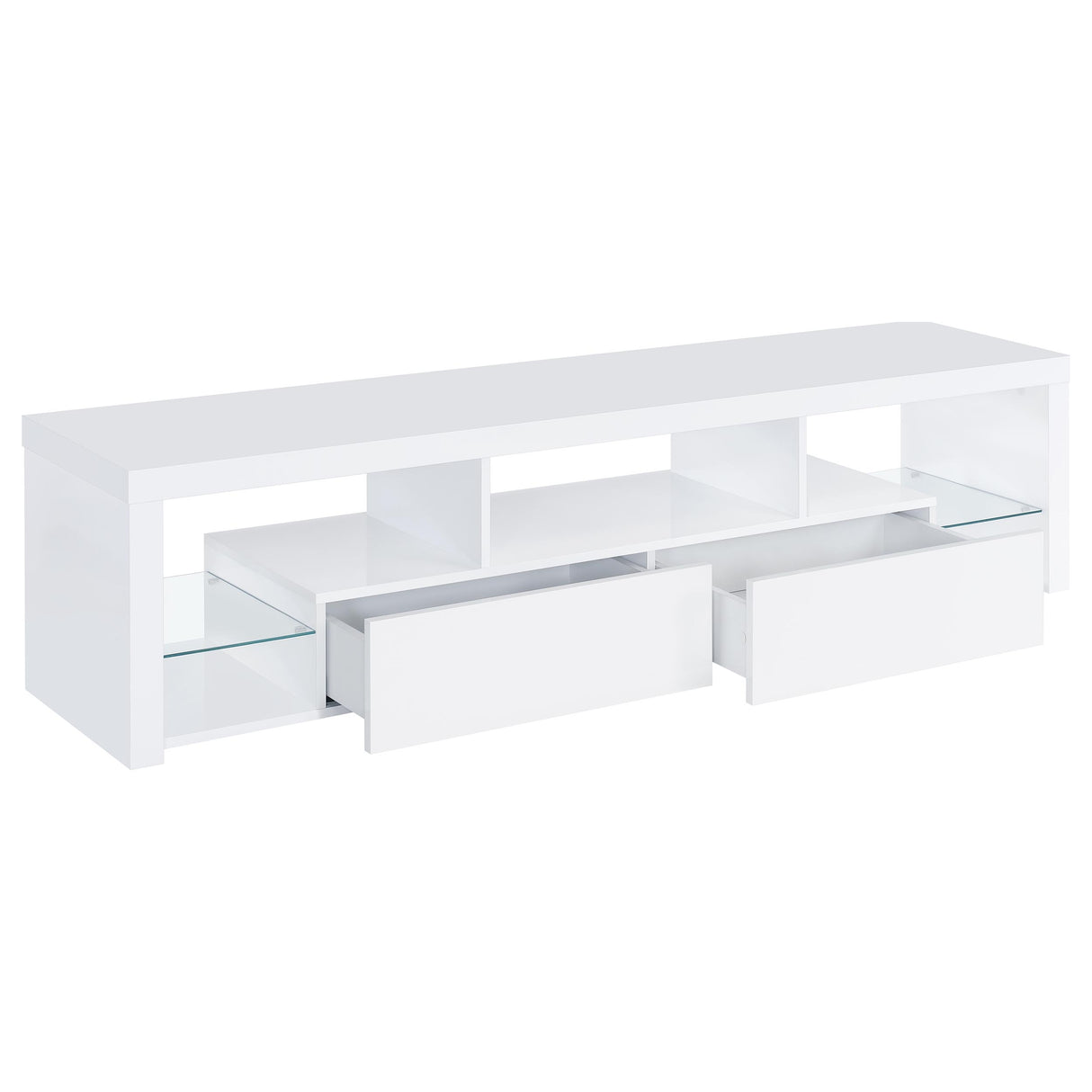 Jude 2-Drawer TV Stand, 71-Inch, High Gloss White