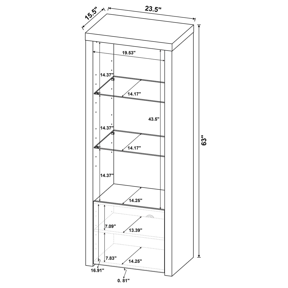 Jude 3-Shelf Media Tower - White High Gloss