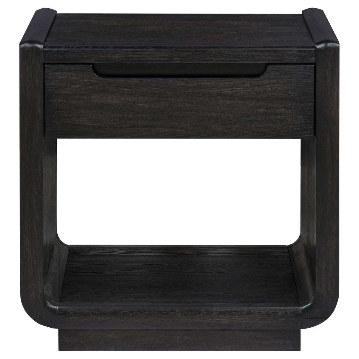 Leandro 1-Drawer Wood Side Table, Burnished Black
