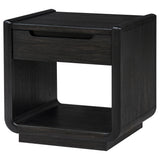 Leandro 1-Drawer Wood Side Table, Burnished Black