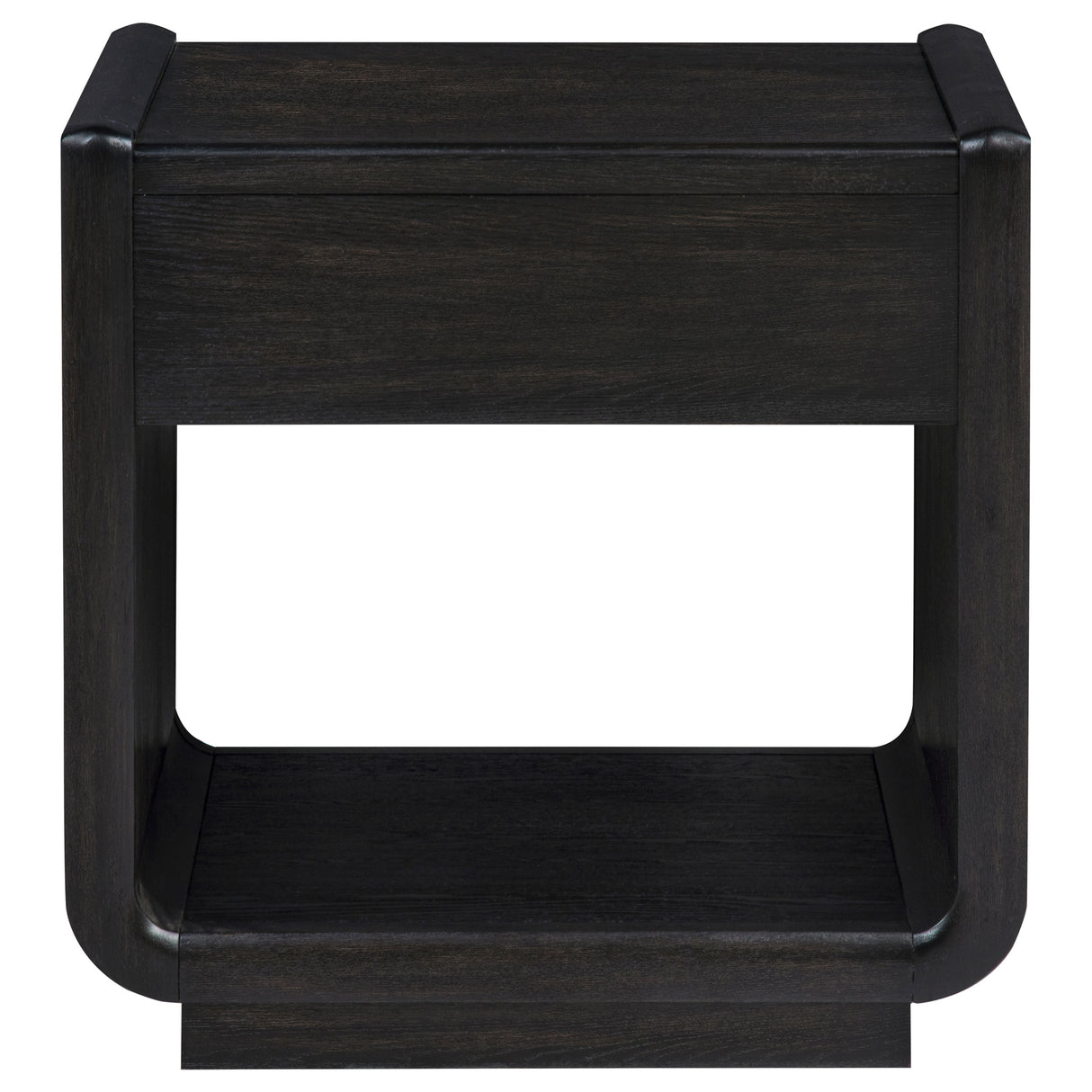 Leandro 1-Drawer Wood Side Table, Burnished Black