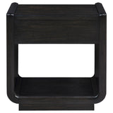 Leandro 1-Drawer Wood Side Table, Burnished Black