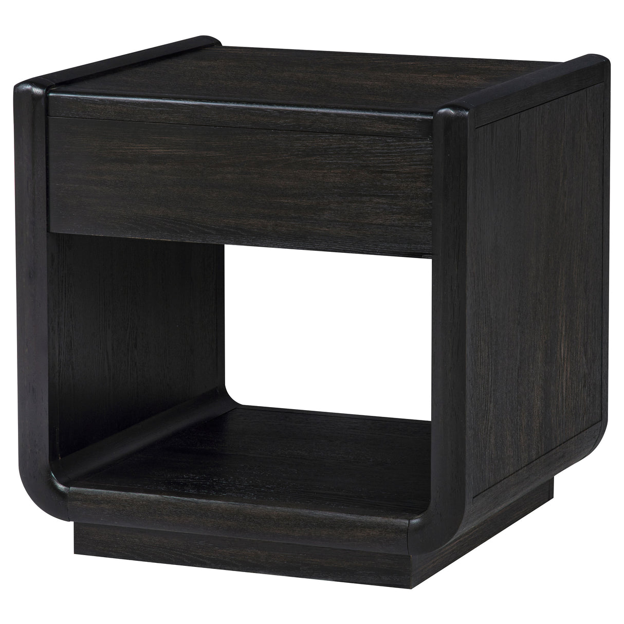 Leandro 1-Drawer Wood Side Table, Burnished Black