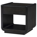Leandro 1-Drawer Wood Side Table, Burnished Black