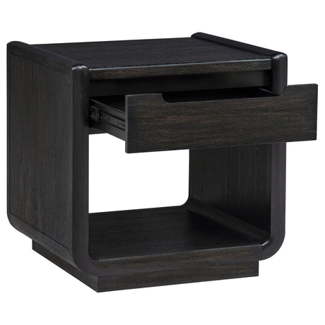 Leandro 2-Piece Wood Coffee and End Table Set Burnished Black