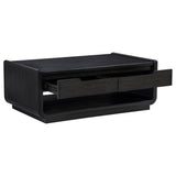 Leandro 2-Drawer Wood Cocktail Coffee Table in Burnished Black