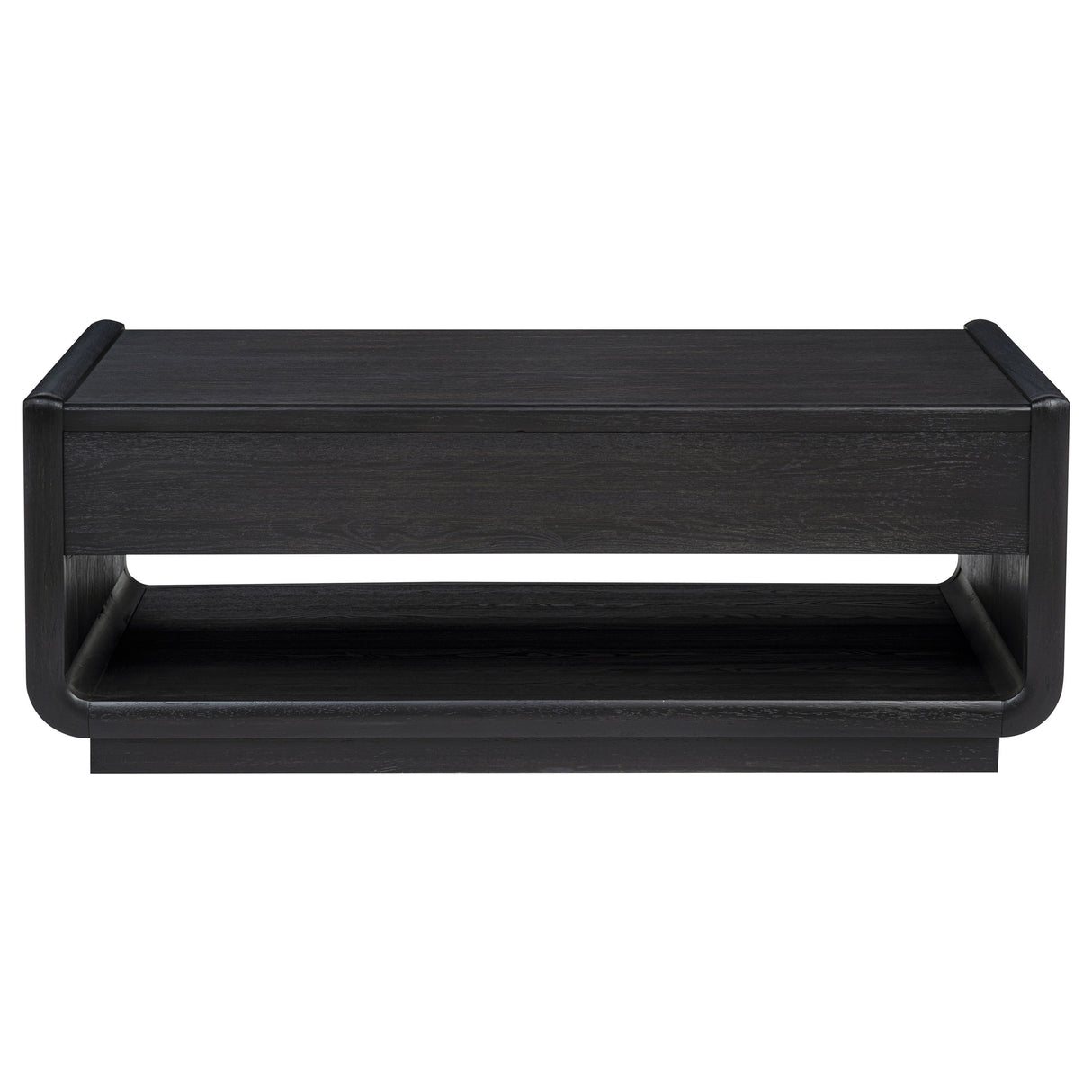 Leandro 2-Drawer Wood Cocktail Coffee Table in Burnished Black