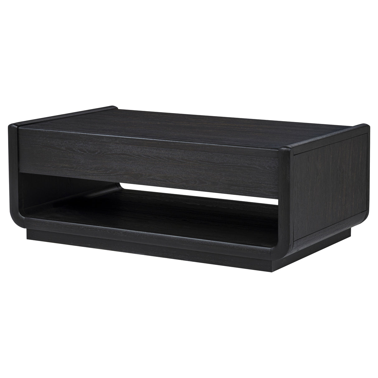 Leandro 2-Drawer Wood Cocktail Coffee Table in Burnished Black