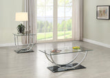Danville 2-Piece Glass Top Coffee and End Table Set Chrome