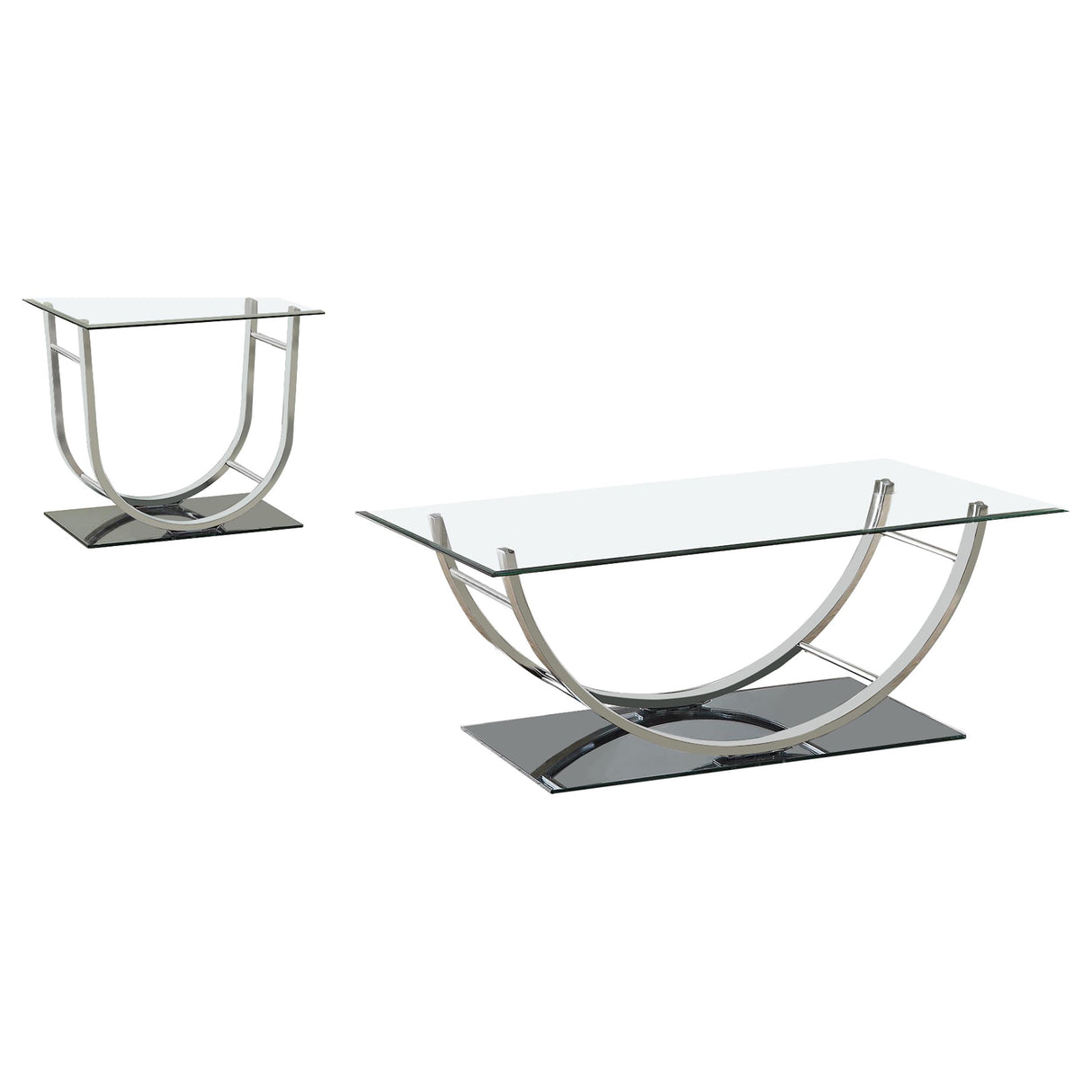 Danville 2-Piece Glass Top Coffee and End Table Set Chrome