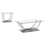 Danville 2-Piece Glass Top Coffee and End Table Set Chrome