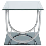 Danville 2-Piece Glass Top Coffee and End Table Set Chrome