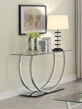 Danville U-Shaped Glass Top Console Table Chrome