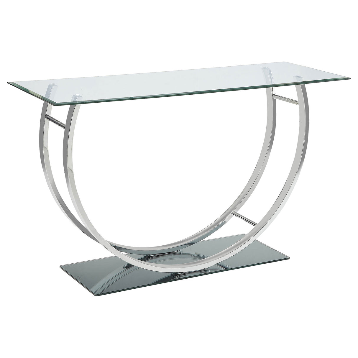 Danville U-Shaped Glass Top Console Table Chrome