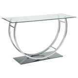 Danville U-Shaped Glass Top Console Table Chrome