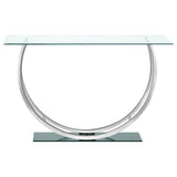 Danville U-Shaped Glass Top Console Table Chrome