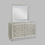 6 Drawer Bedroom Dresser With Diamond Patterned Drawer Fronts - Silver