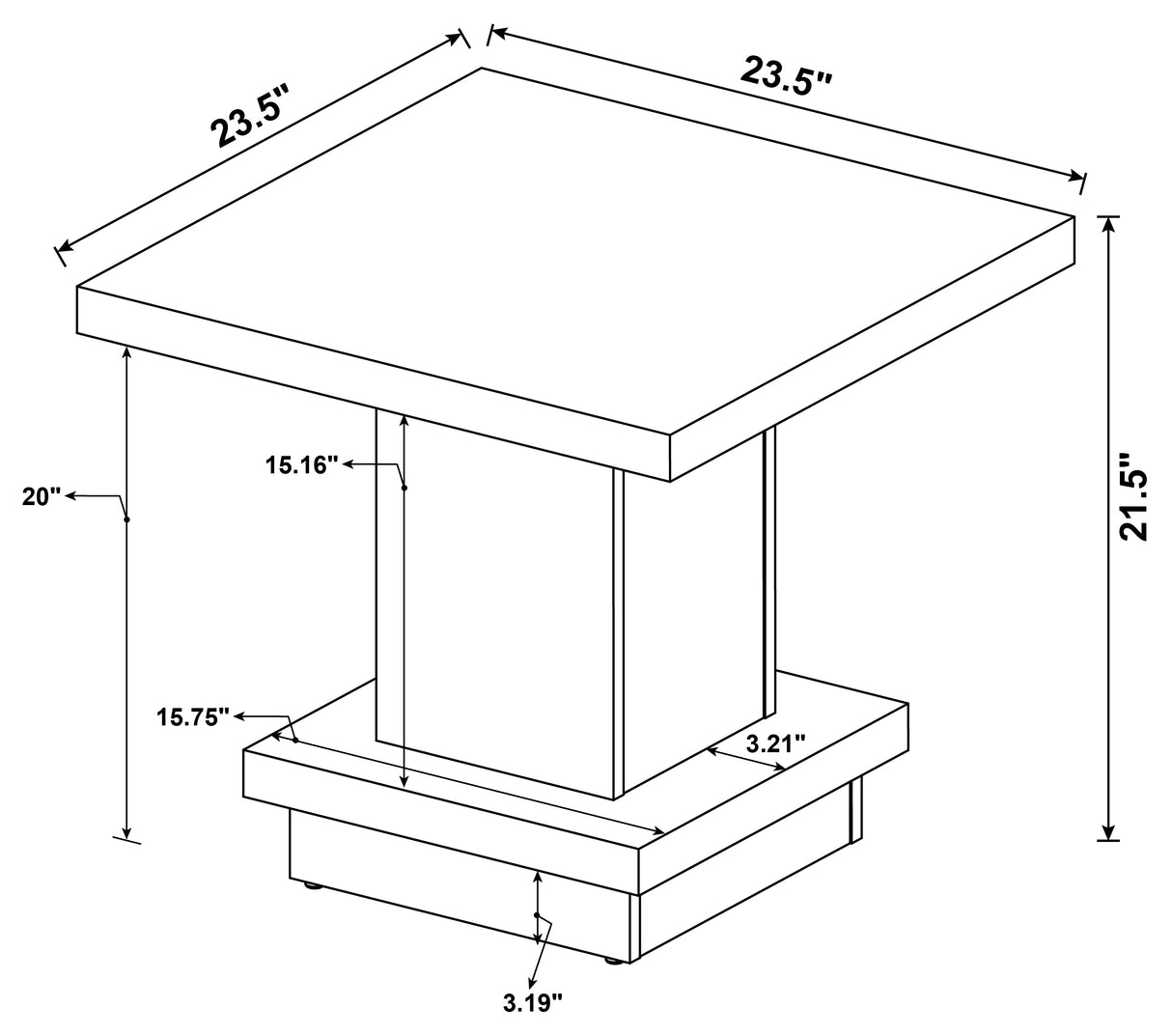 Reston Square Engineered Wood Side Table Cappuccino