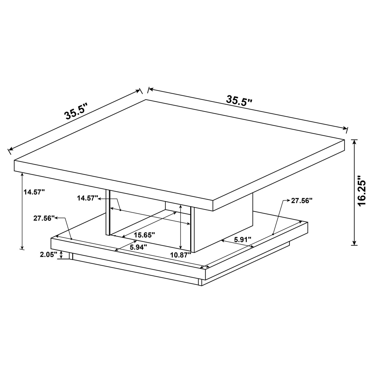 Reston 2-Piece Square Coffee and End Table Set Cappuccino