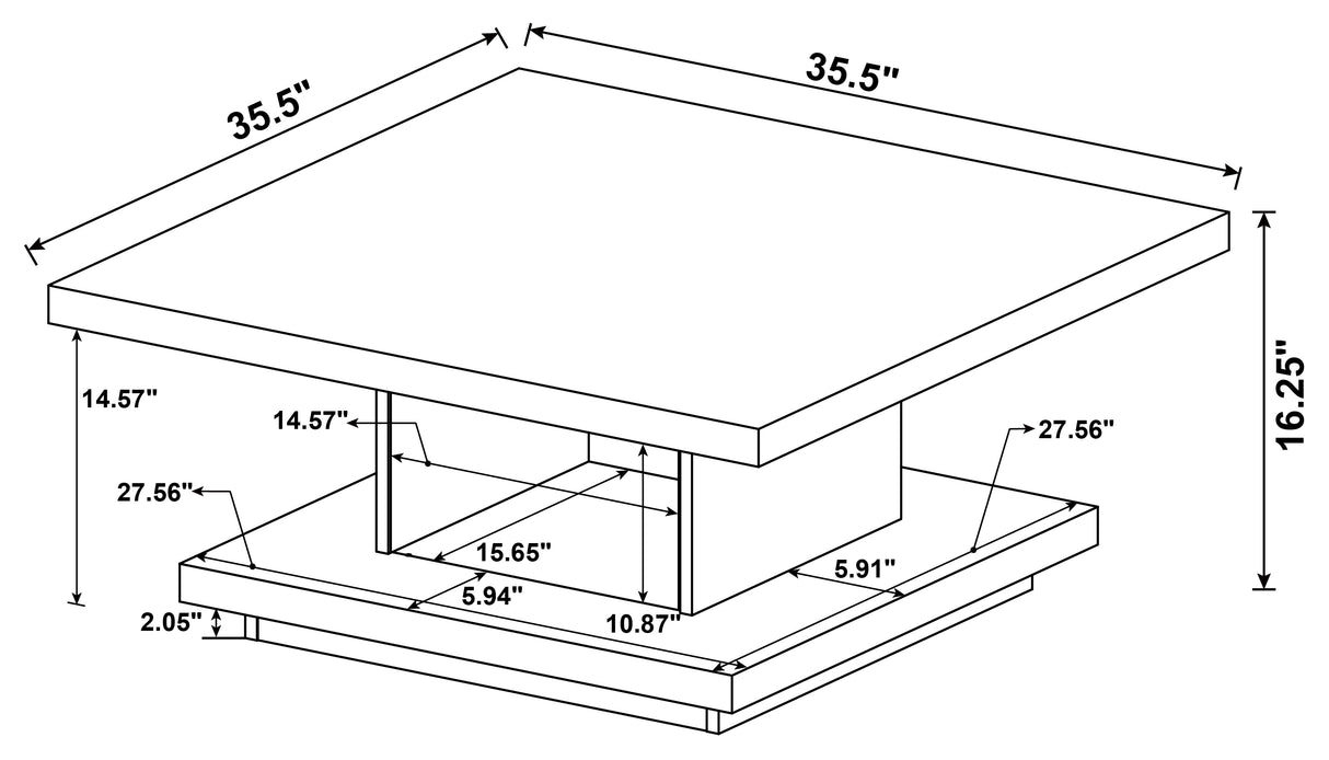Reston Square Cappuccino Coffee Table with Casters