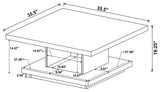 Reston Square Cappuccino Coffee Table with Casters