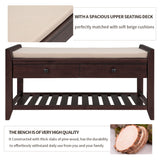Multipurpose Entryway Shoe Rack With Cushioned Seat And Drawers