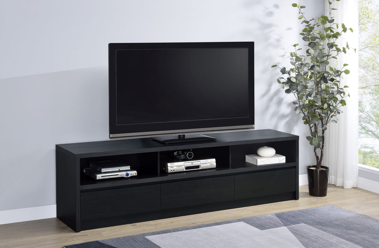 Rutland 78-Inch Black TV Stand with 3 Drawers